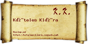 Köteles Klára névjegykártya
